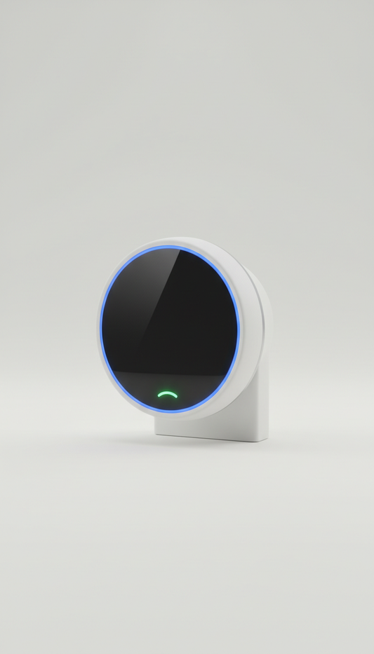 Smart thermostat in cloud white