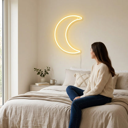 Moon Neon Light - Glowing Lunar Wall Decor