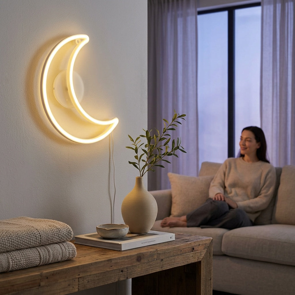 Moon Neon Light - Glowing Lunar Wall Decor