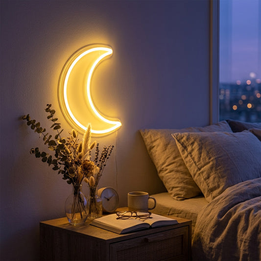 Moon Neon Light - Glowing Lunar Wall Decor